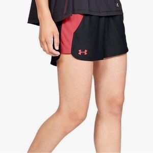 Under Armour Shorts Womens Med Black Orange Athletic Heatgear Gym Ladies A4